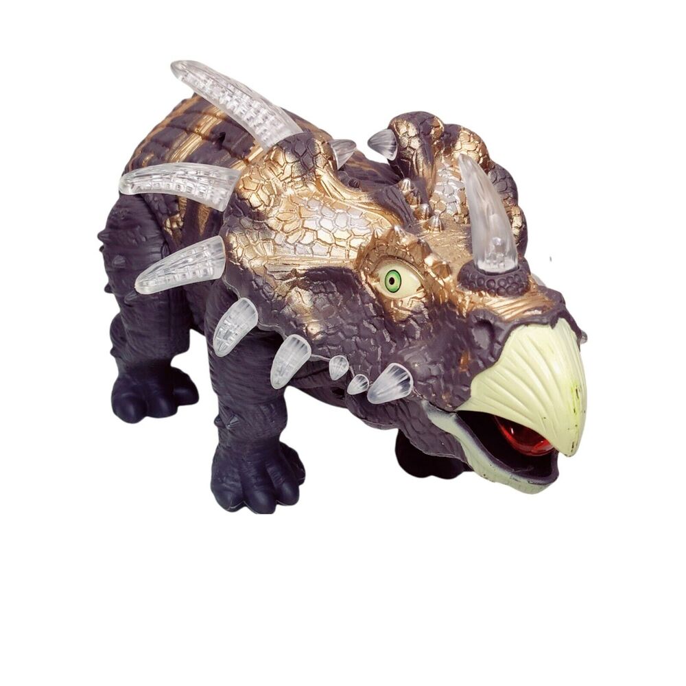 Rong Kai 10in PlasticTriceratops Dinosaur Toy Lighted Moving Sound‎ Working